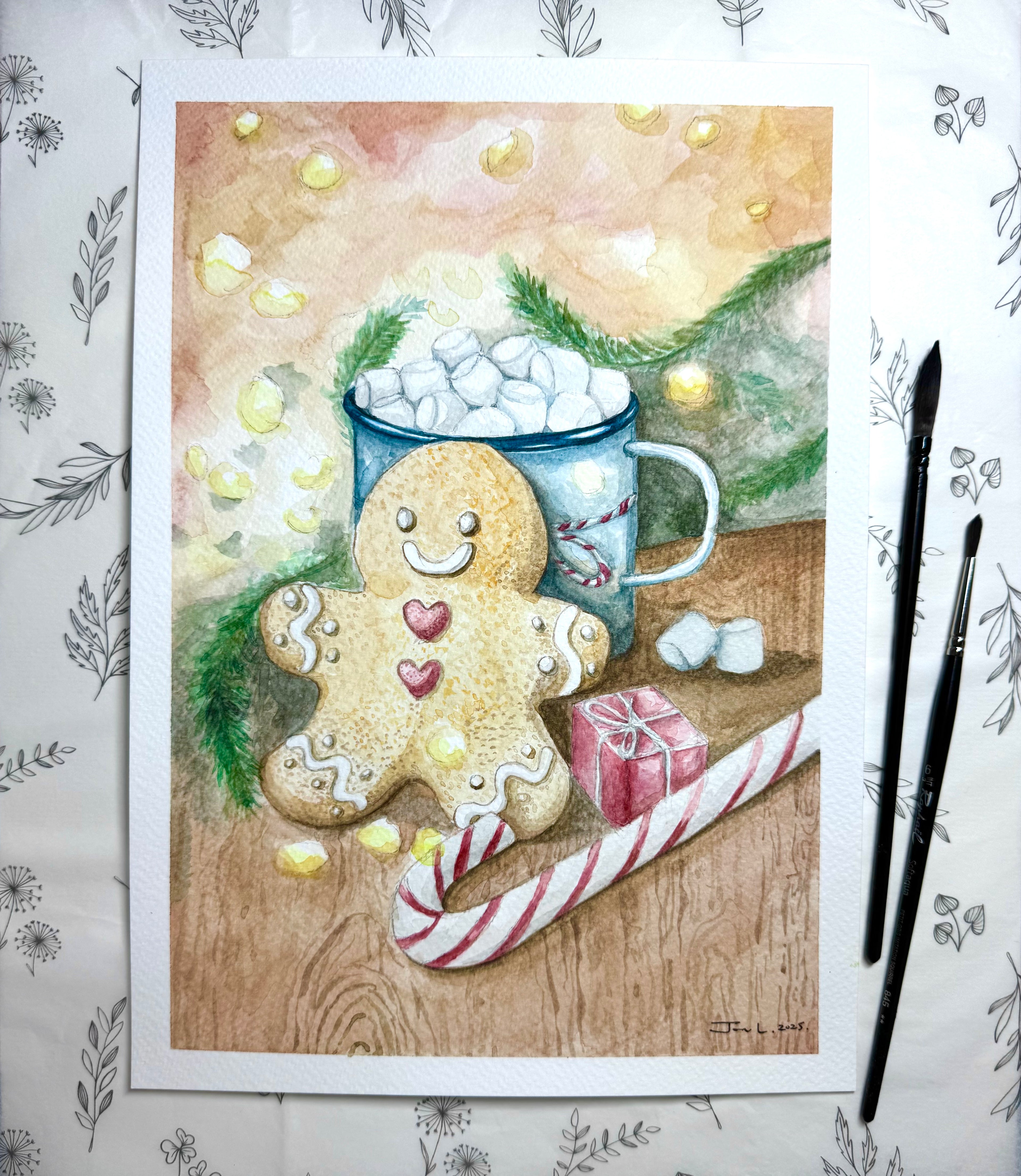 Ginger Snap Chill - A4 Watercolour Original Painting