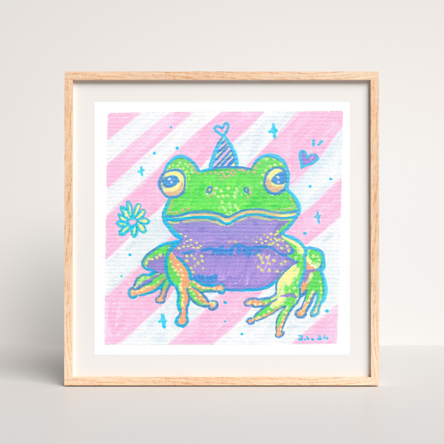 Party Frog – Acrylic Marker Artwork