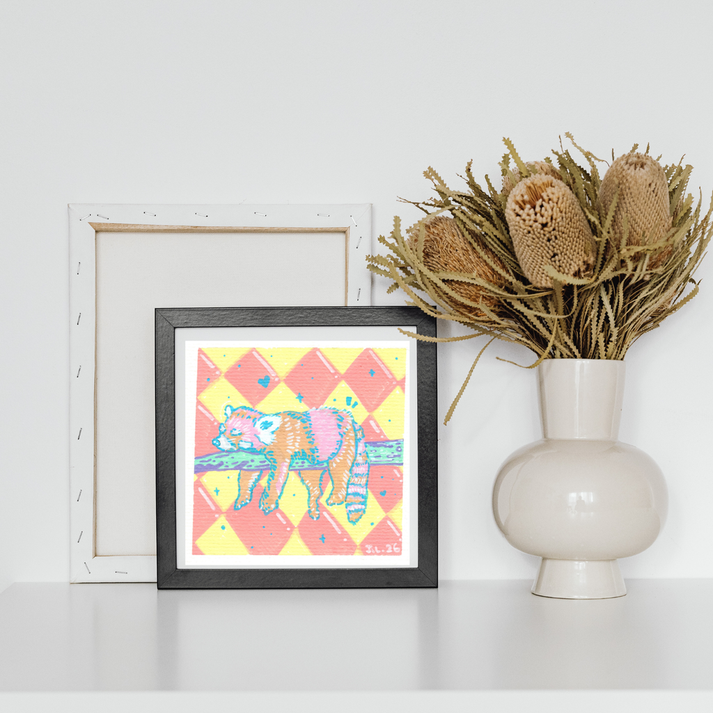 Lazy Red Panda – Acrylic Marker Artwork