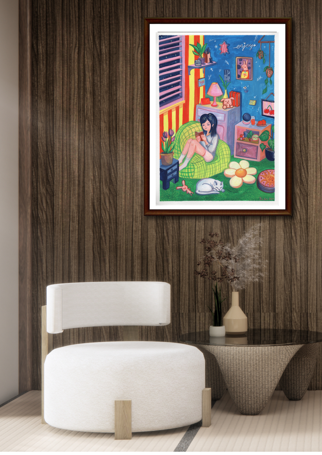 Midnight Reading – Acrylic Gouache Illustration