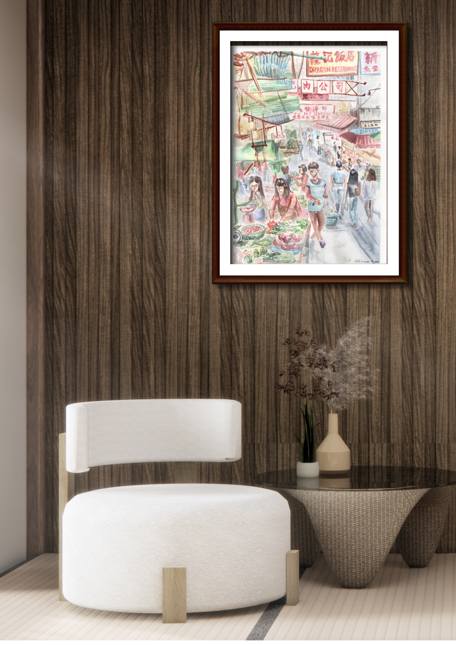 Hong Kong Wet Market – Watercolour Painting