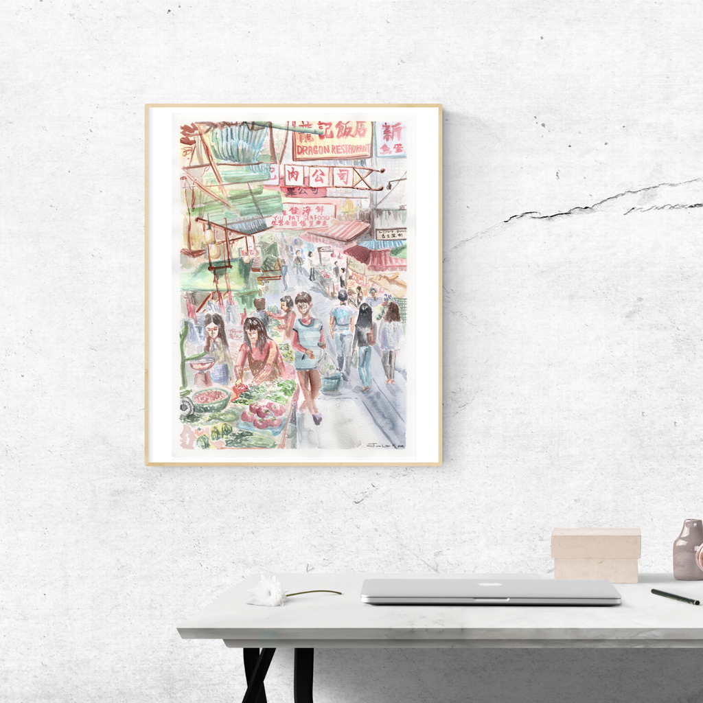 Hong Kong Wet Market – Watercolour Painting