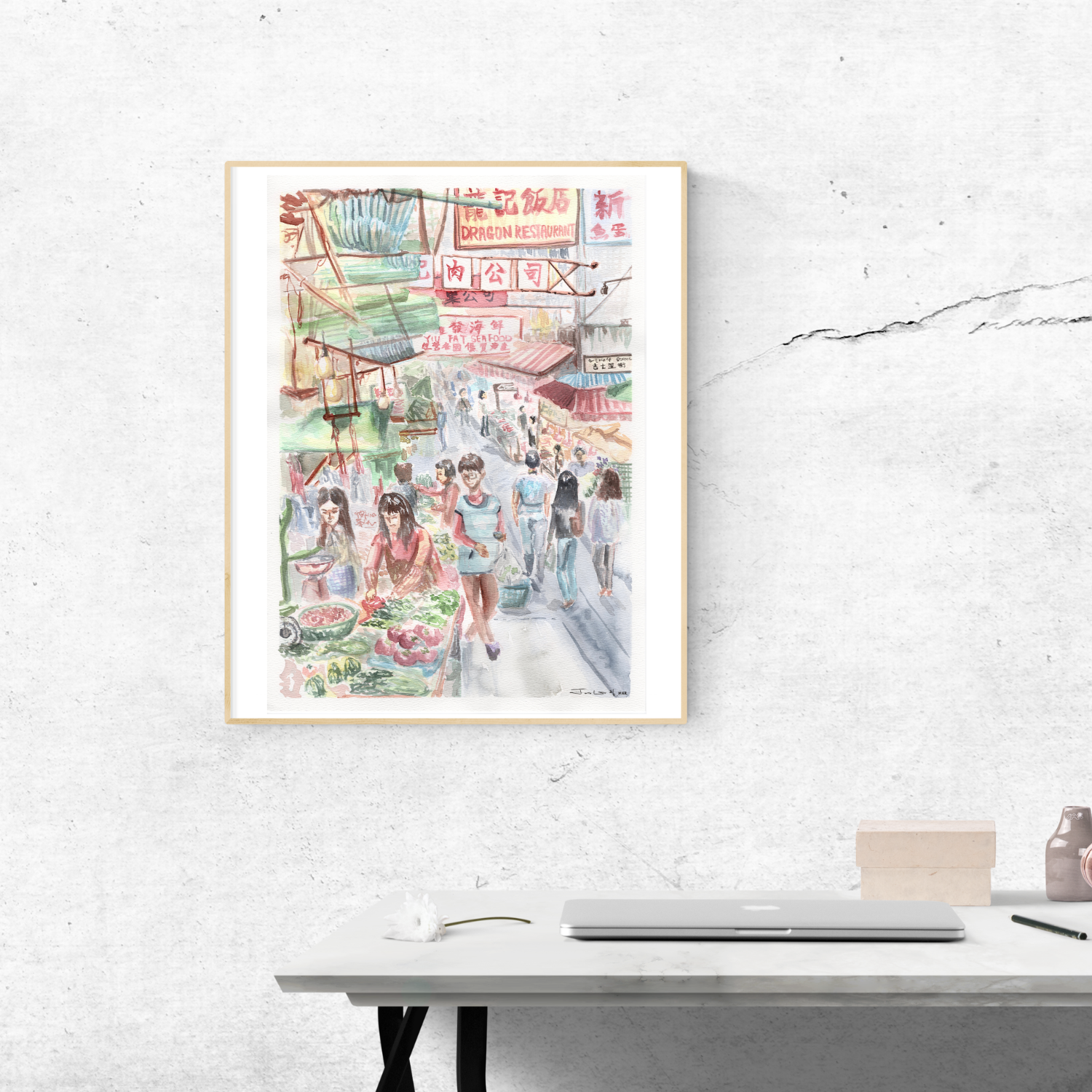 Hong Kong Wet Market – Watercolour Painting