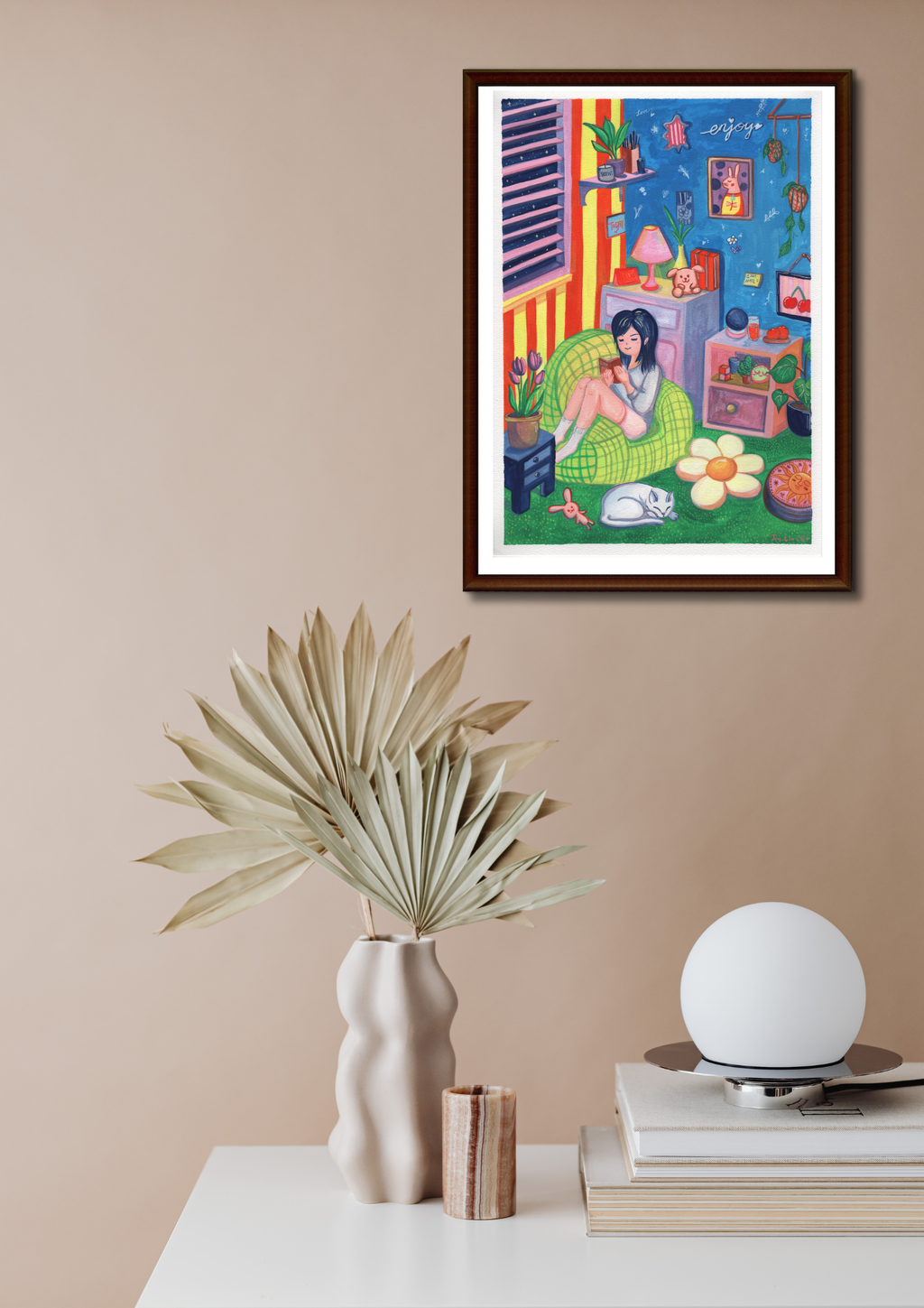 Midnight Reading – Acrylic Gouache Illustration