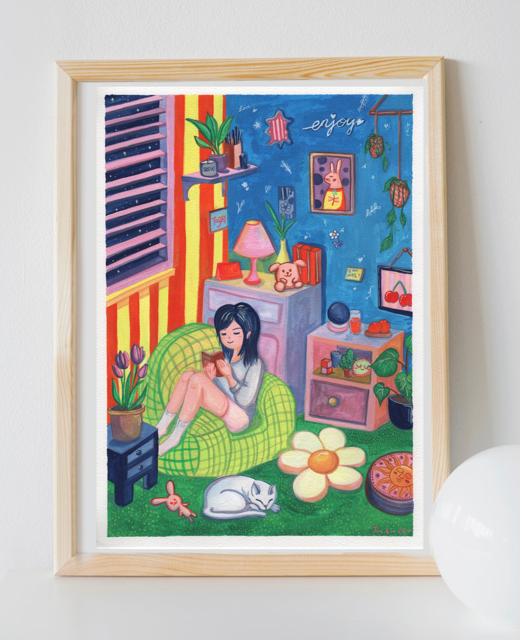 Midnight Reading – Acrylic Gouache Illustration