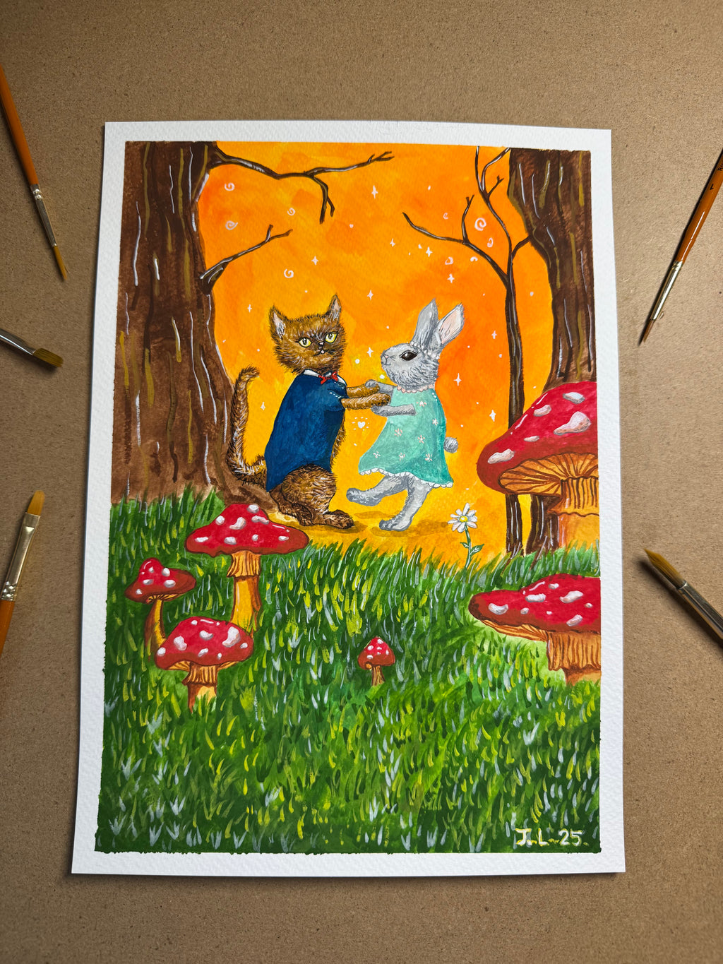 Joyful Steps – Original Gouache A4 Painting