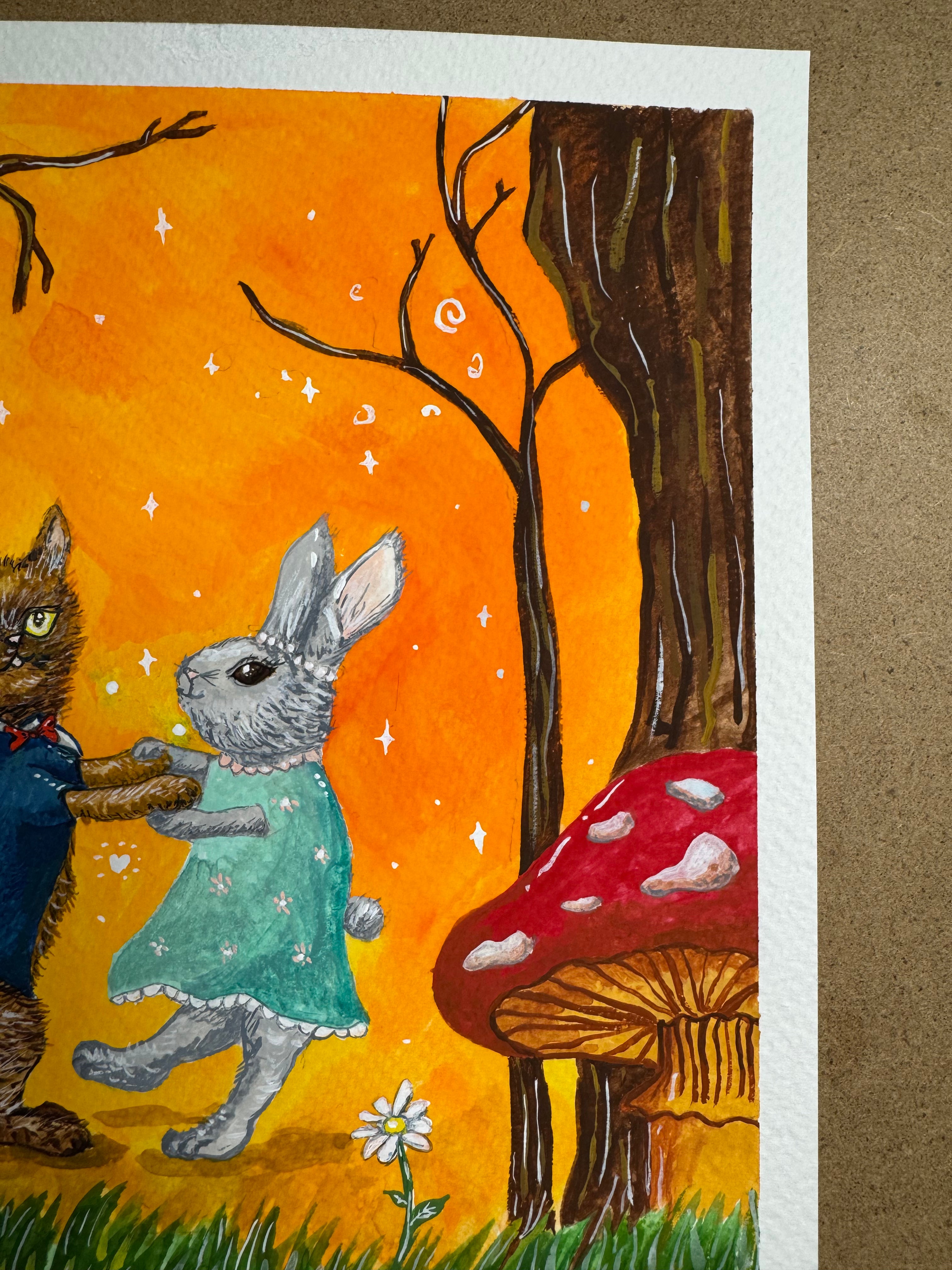 Joyful Steps – Original Gouache A4 Painting