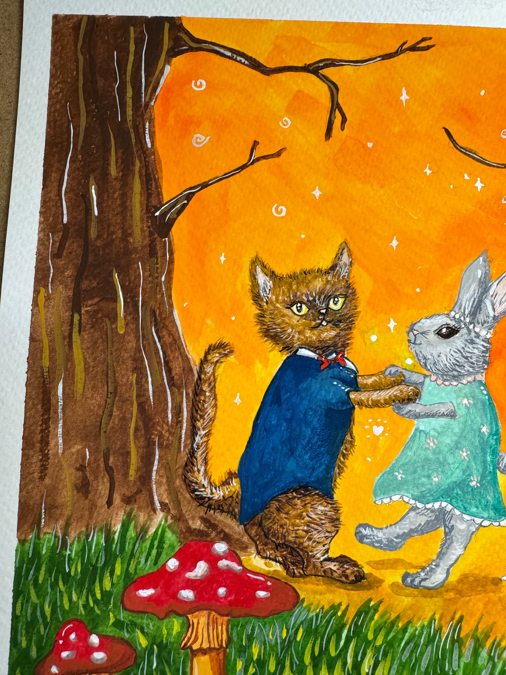 Joyful Steps – Original Gouache A4 Painting