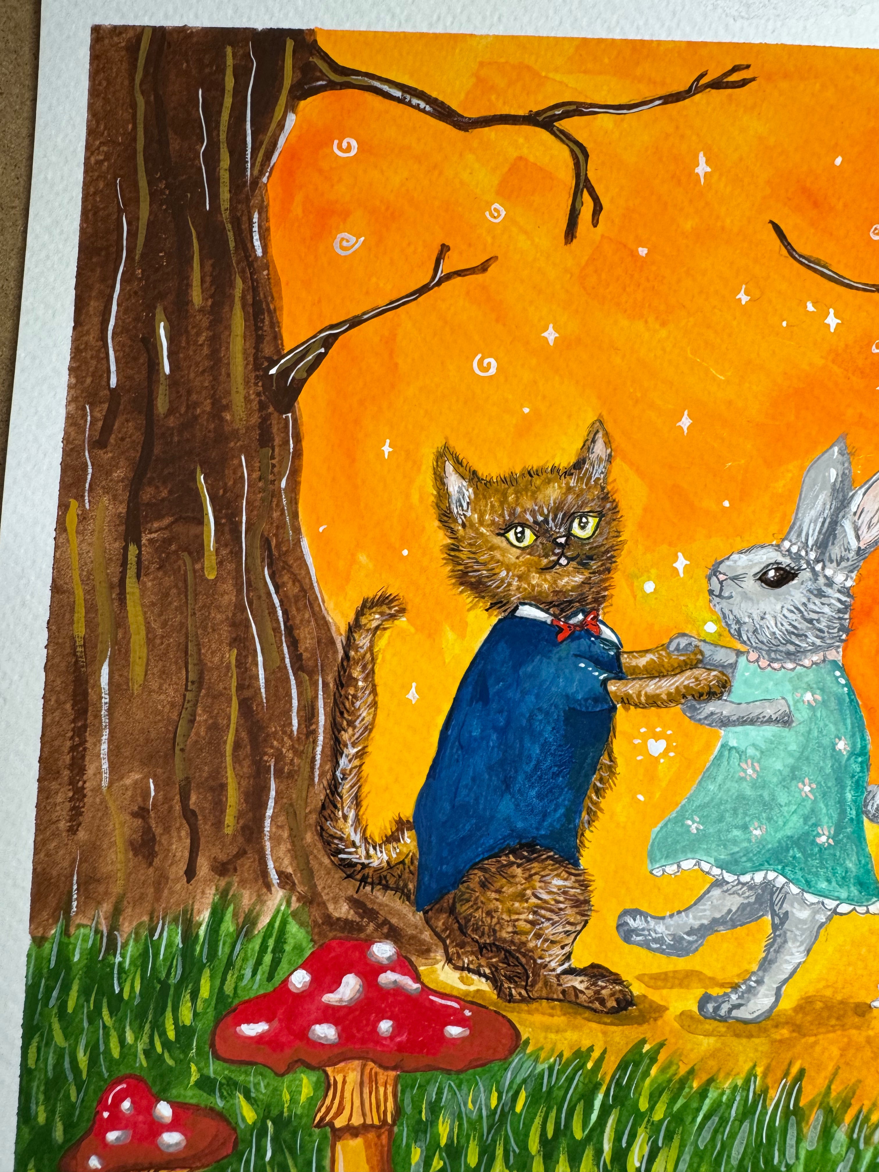 Joyful Steps – Original Gouache A4 Painting