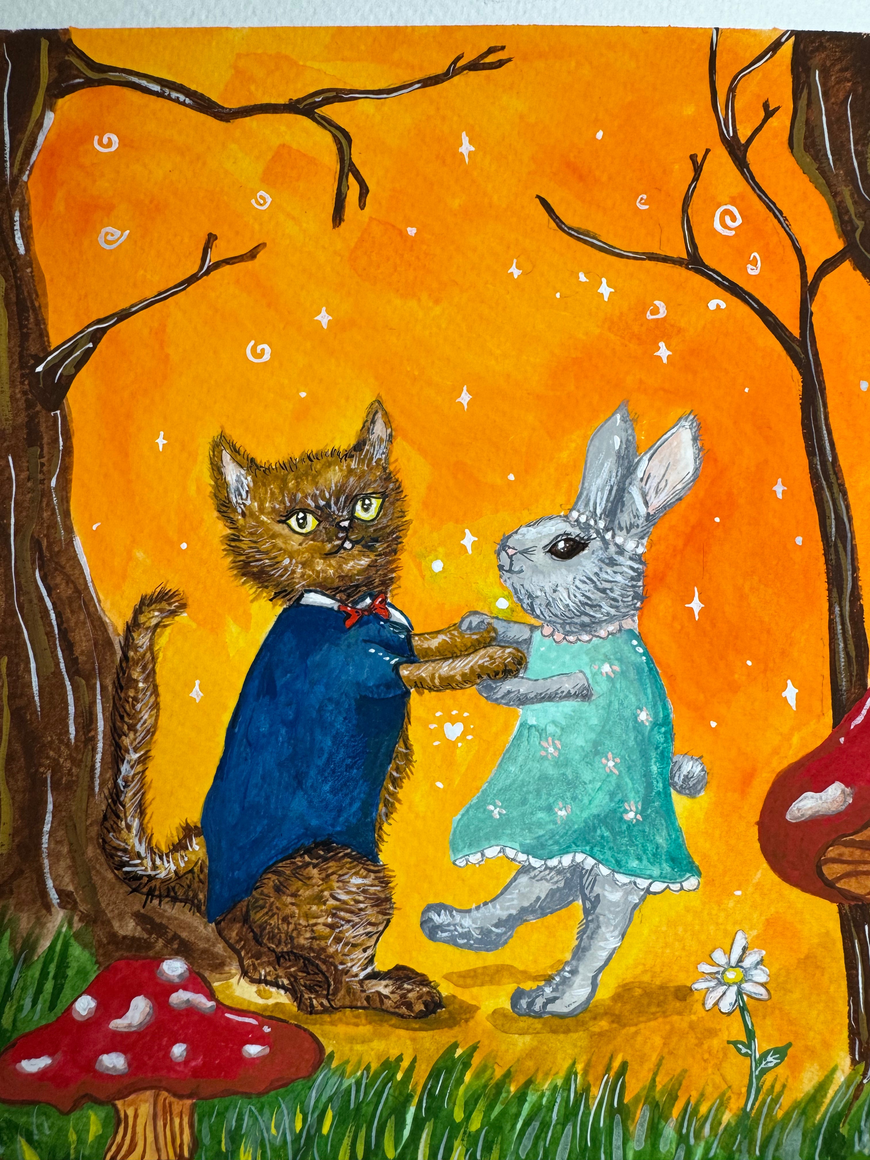 Joyful Steps – Original Gouache A4 Painting