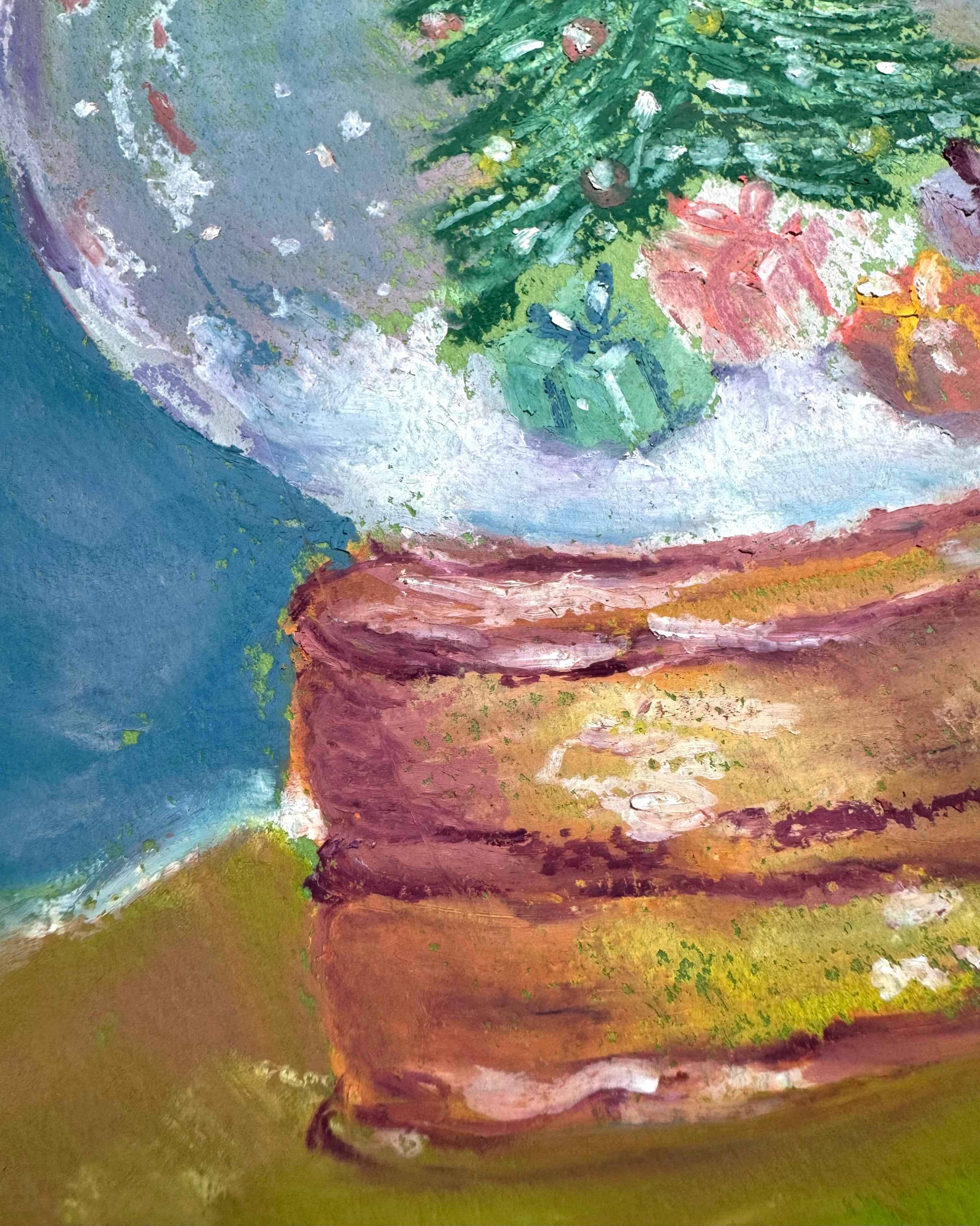 Jingle in a Globe - A4 Oil Pastel Original Painting