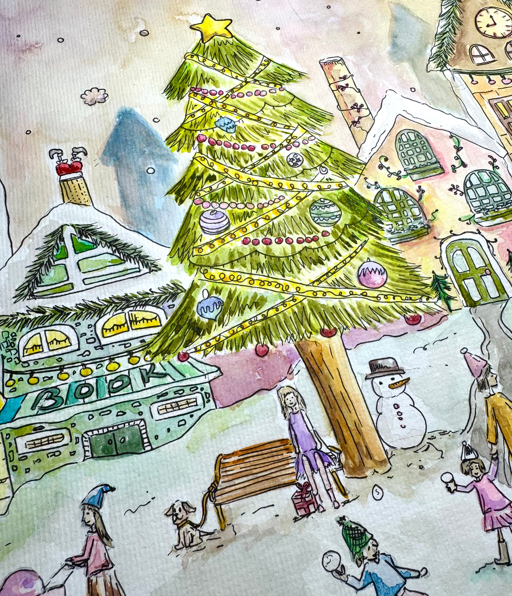 Twinkle Town - A3 Watercolour with Ink Original Painting