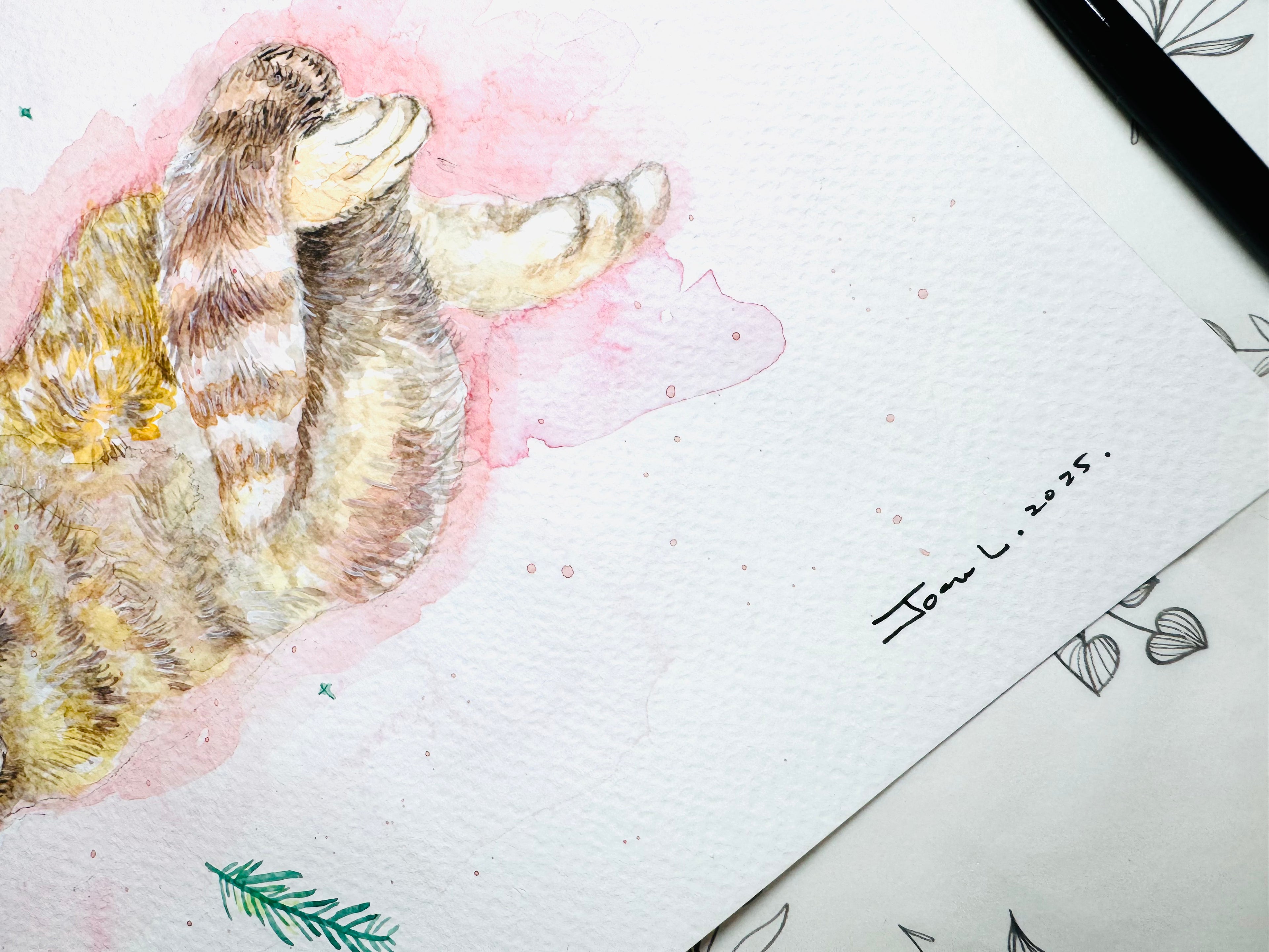 Christmas Catnap - A4 Watercolour Original Painting