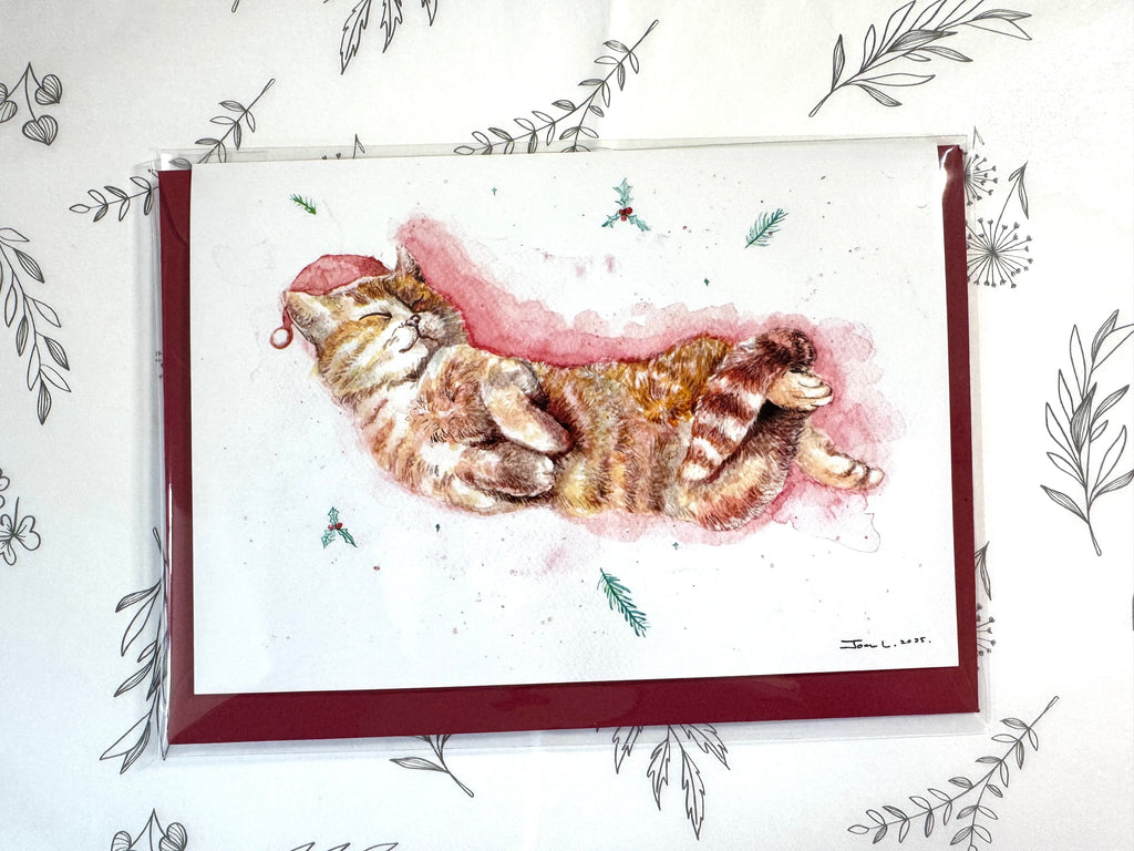 Christmas Catnap – A6 Christmas Card with Red Envelope