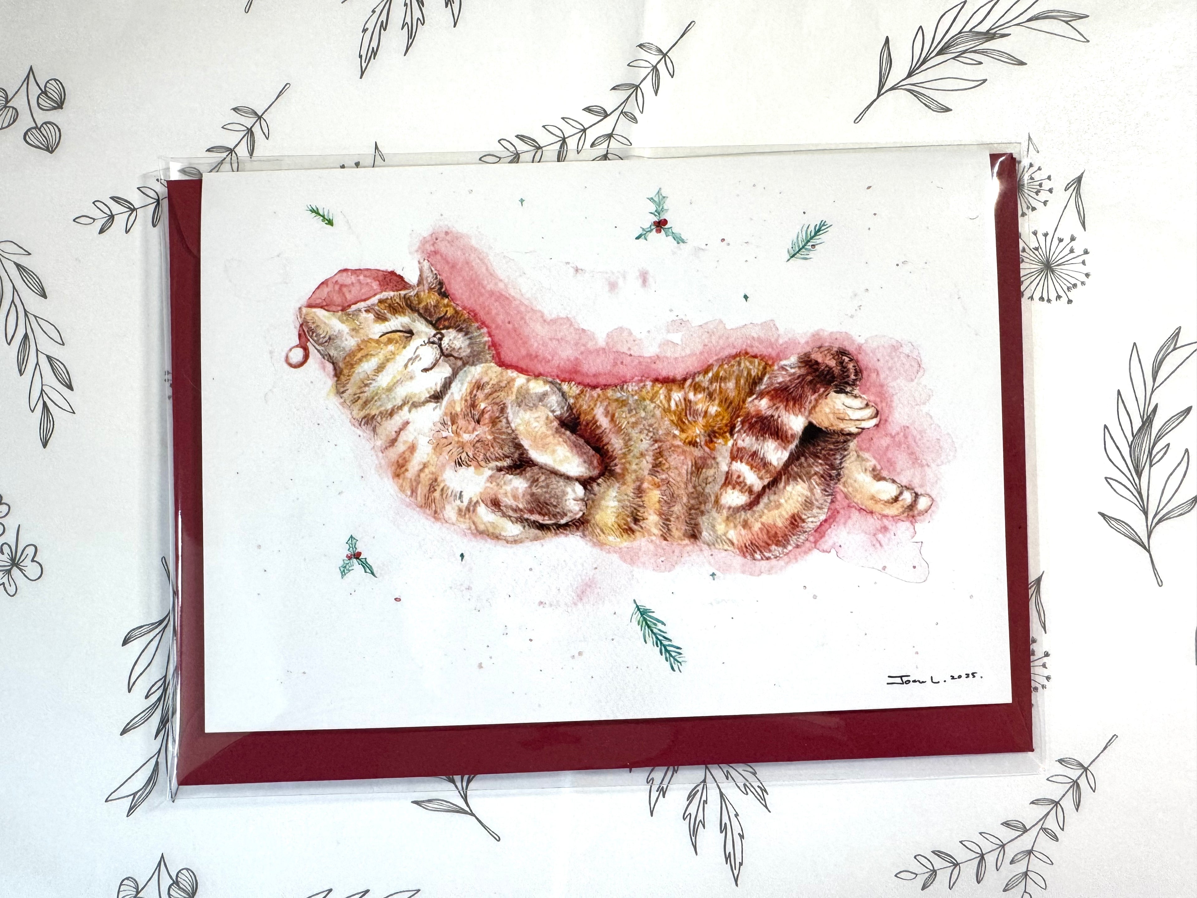 Christmas Catnap – A6 Christmas Card with Red Envelope