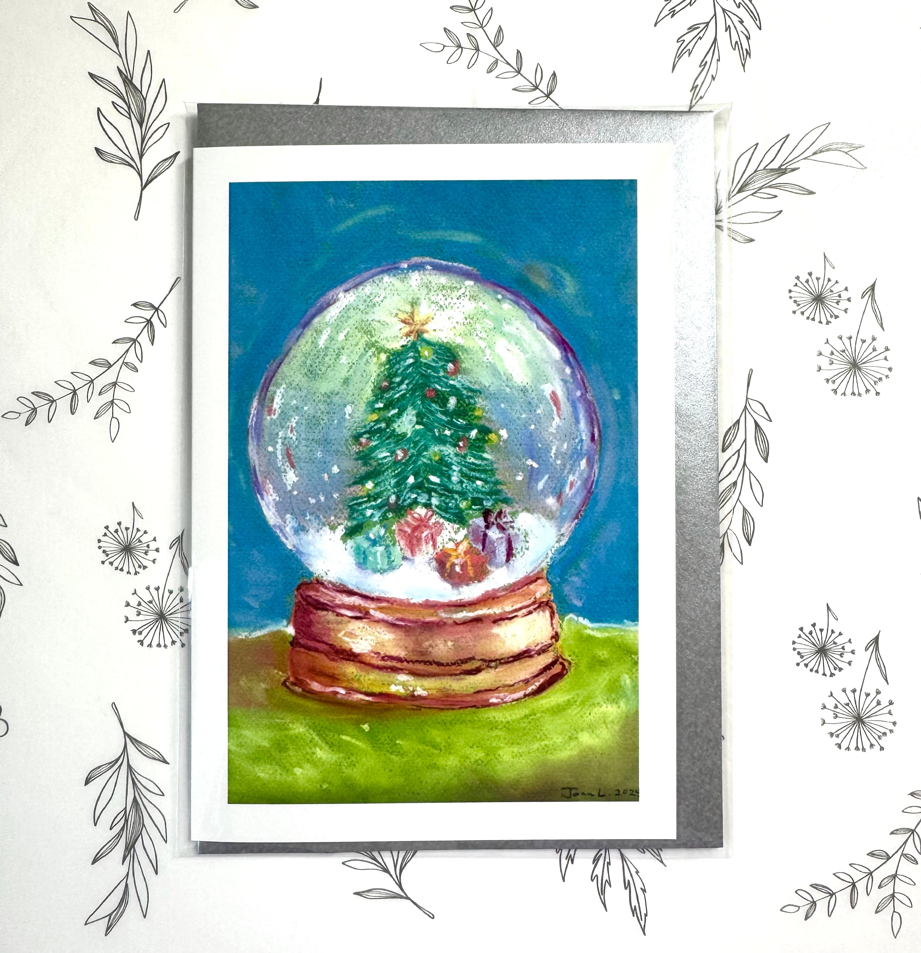 Jingle in a Globe – A6 Christmas Card with Silver Envelope