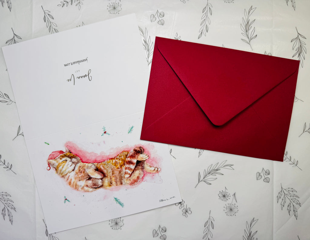 Christmas Catnap – A6 Christmas Card with Red Envelope