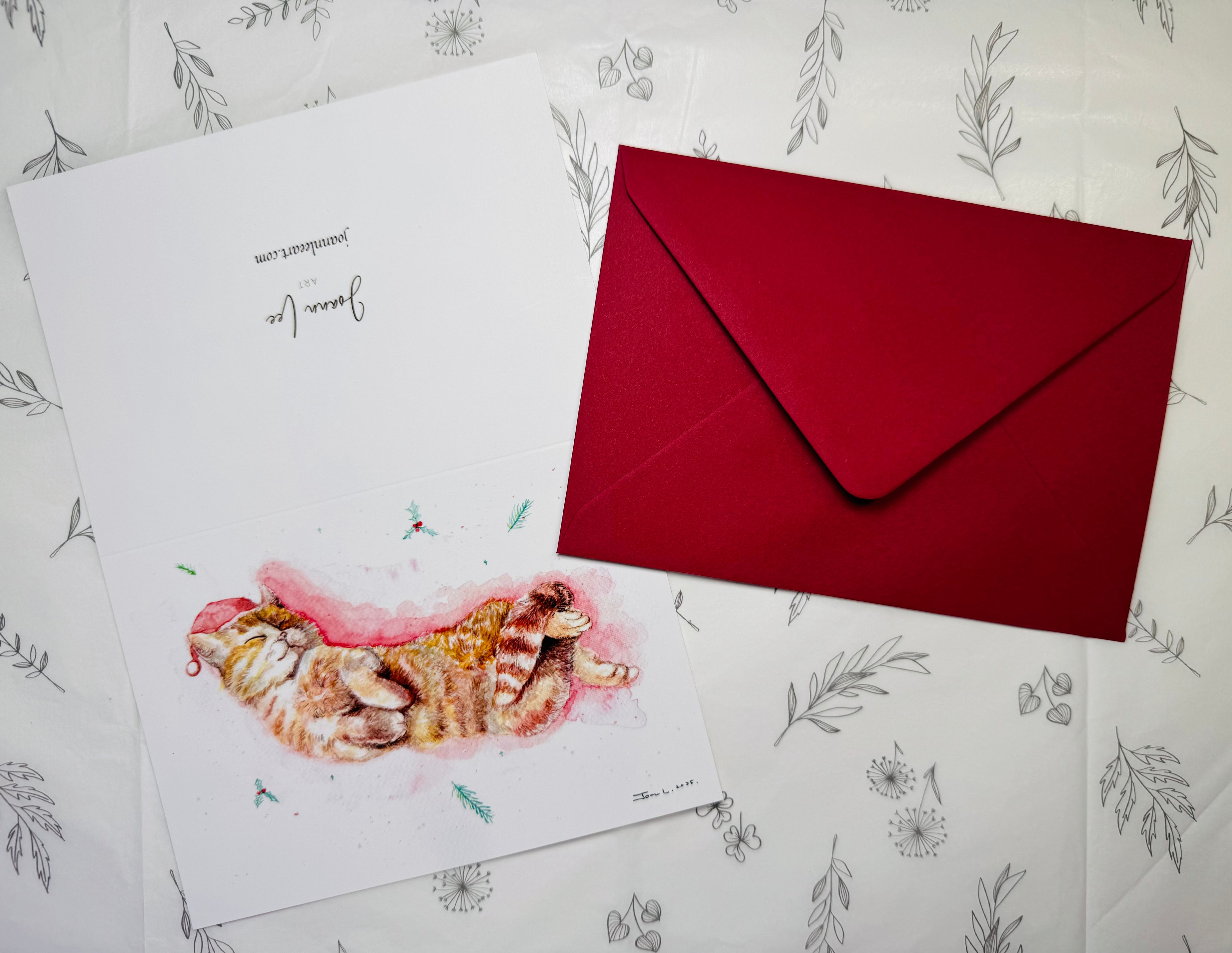 Christmas Catnap – A6 Christmas Card with Red Envelope