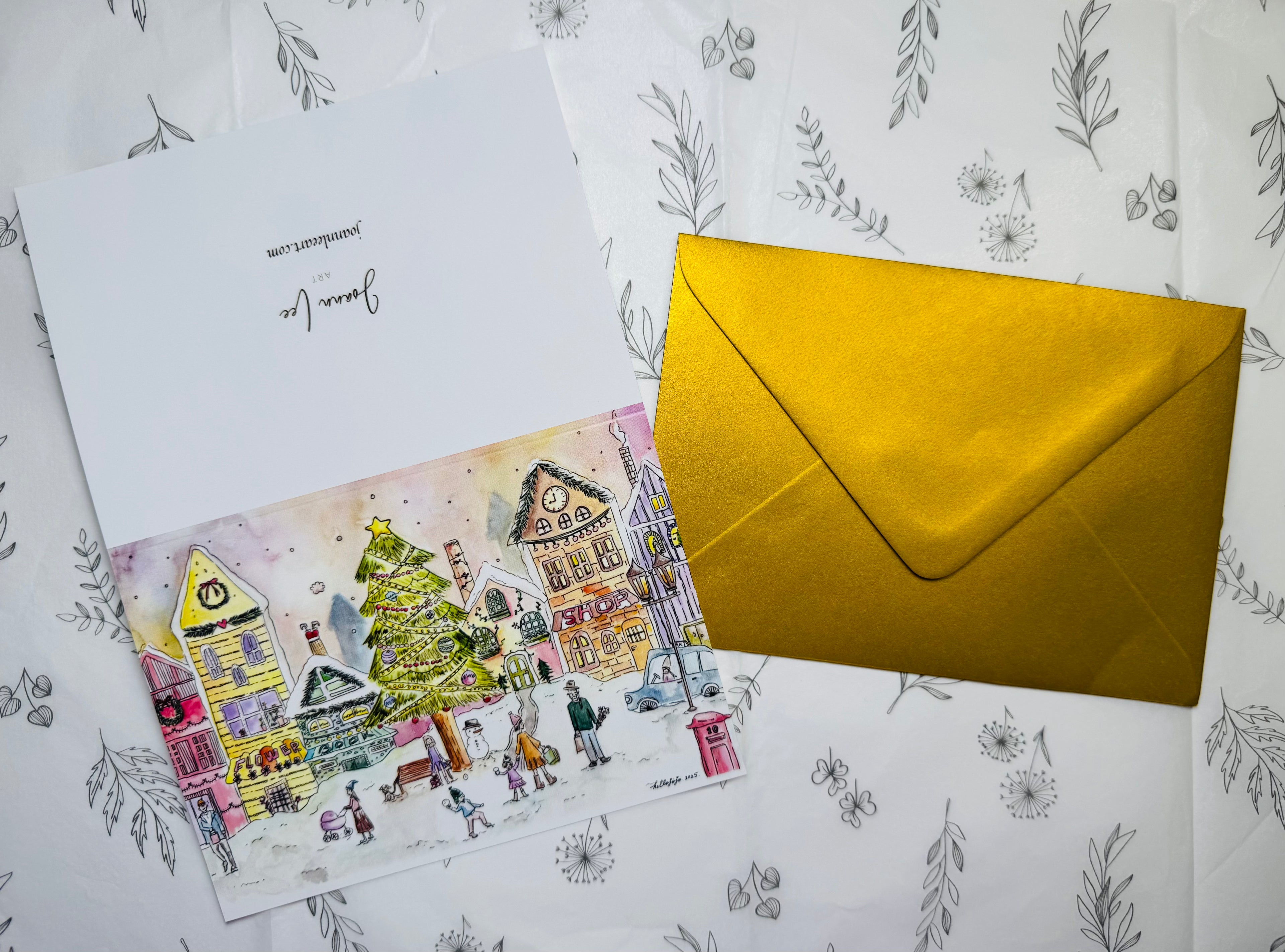 Twinkle Town – A6 Christmas Card with Golden Envelope