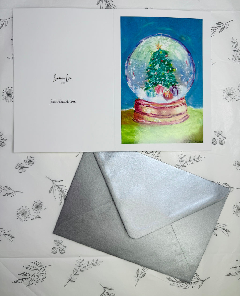 Jingle in a Globe – A6 Christmas Card with Silver Envelope